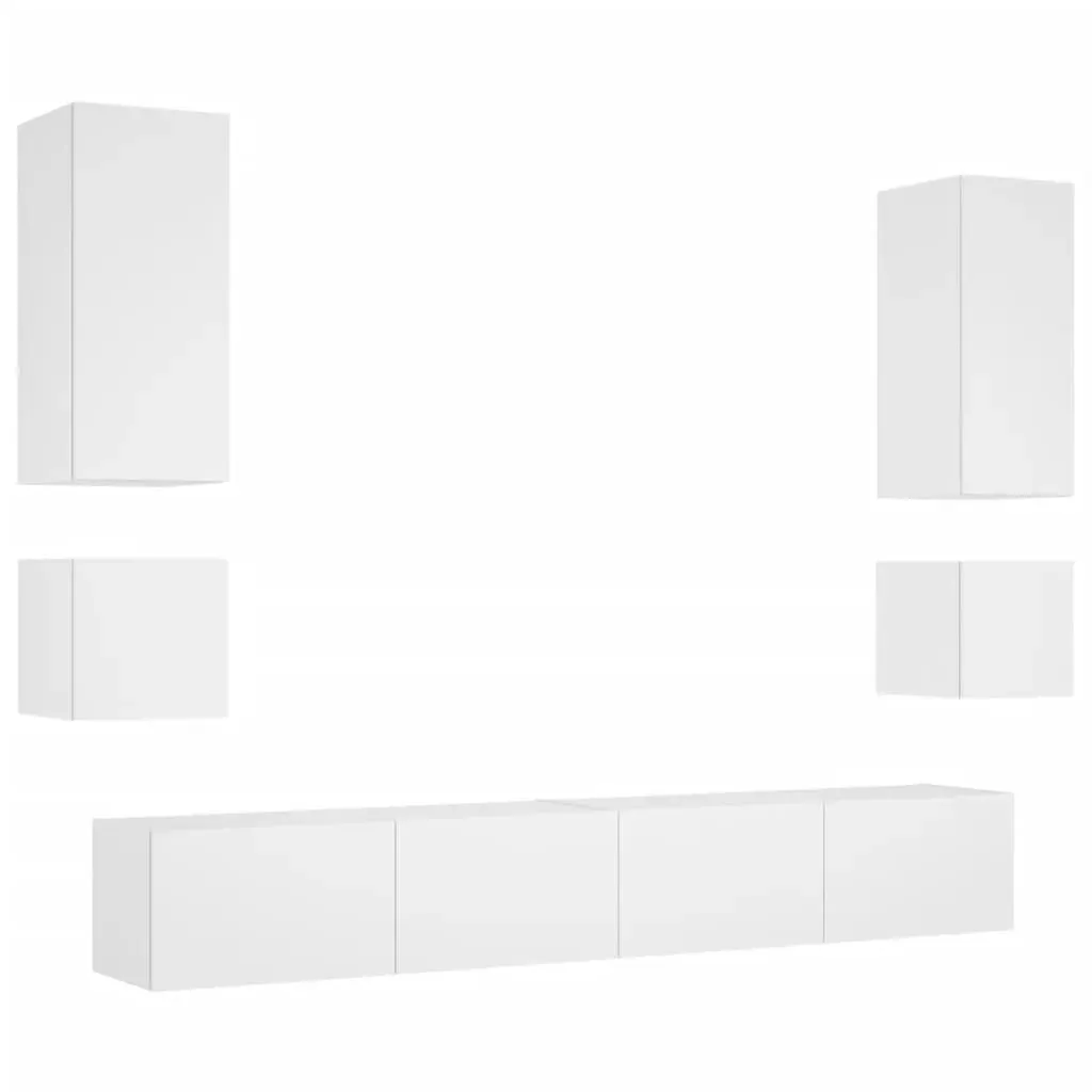 6 Piece TV Wall Cabinets with LED Lights White Price