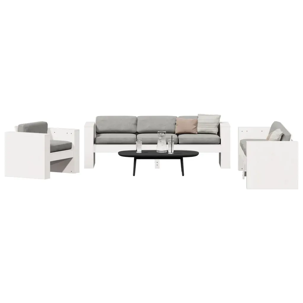 2 Piece Garden Lounge Set White Solid Wood Pine Price