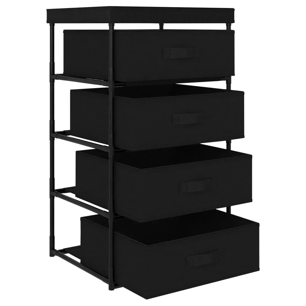 Storage Rack with 4 Fabric Baskets Steel Black Price