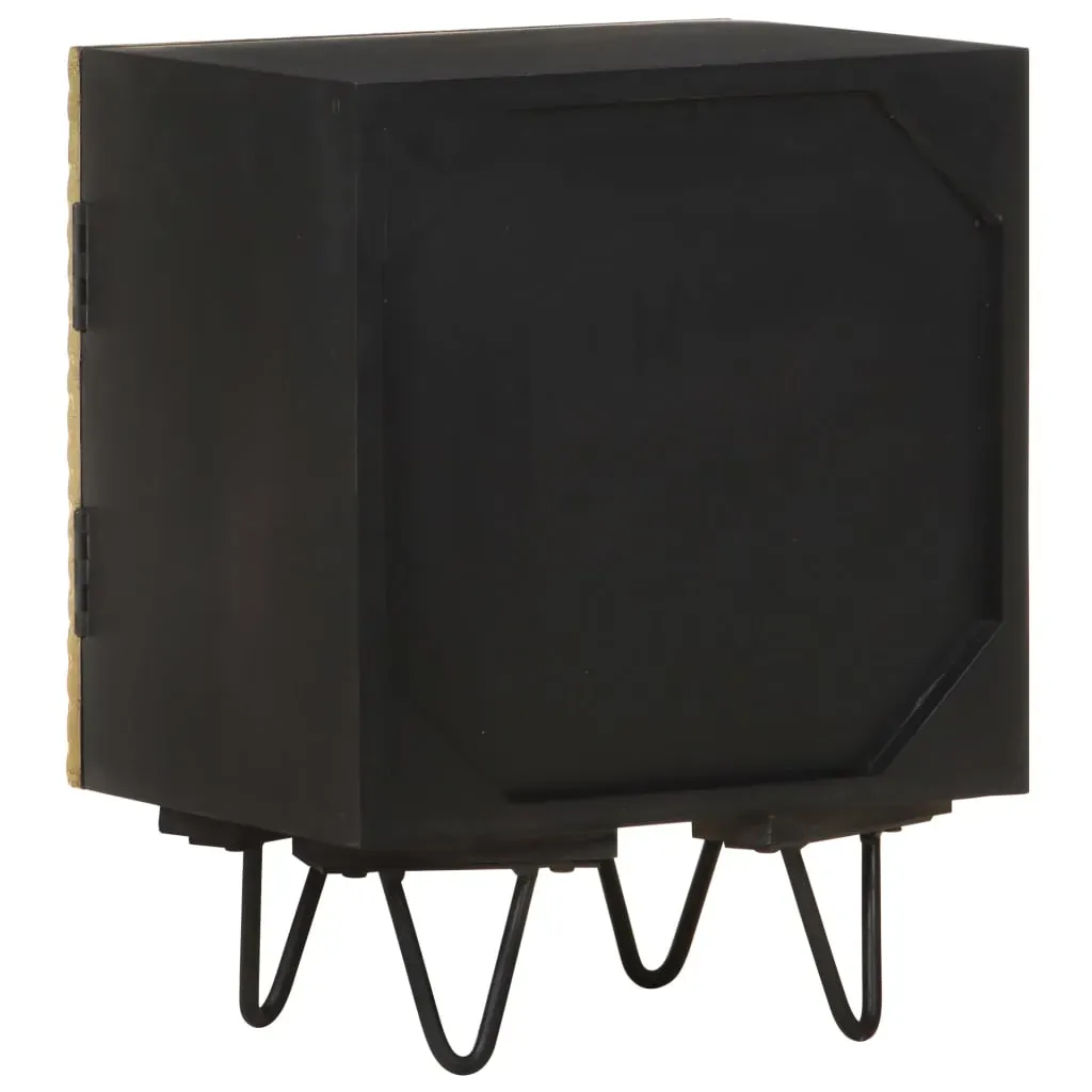 Bedside Cabinet with Brass Front 40x30x50 cm Solid Mango Wood Price