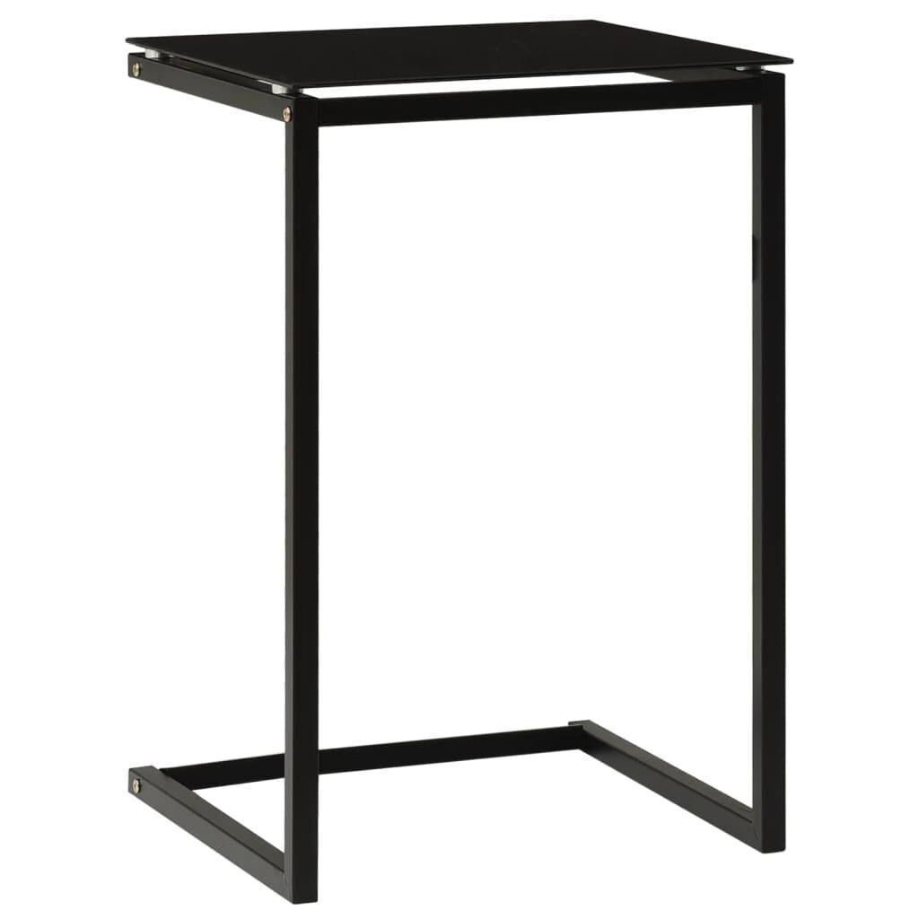 Side Table Black 40x40x60 cm Tempered Glass Price