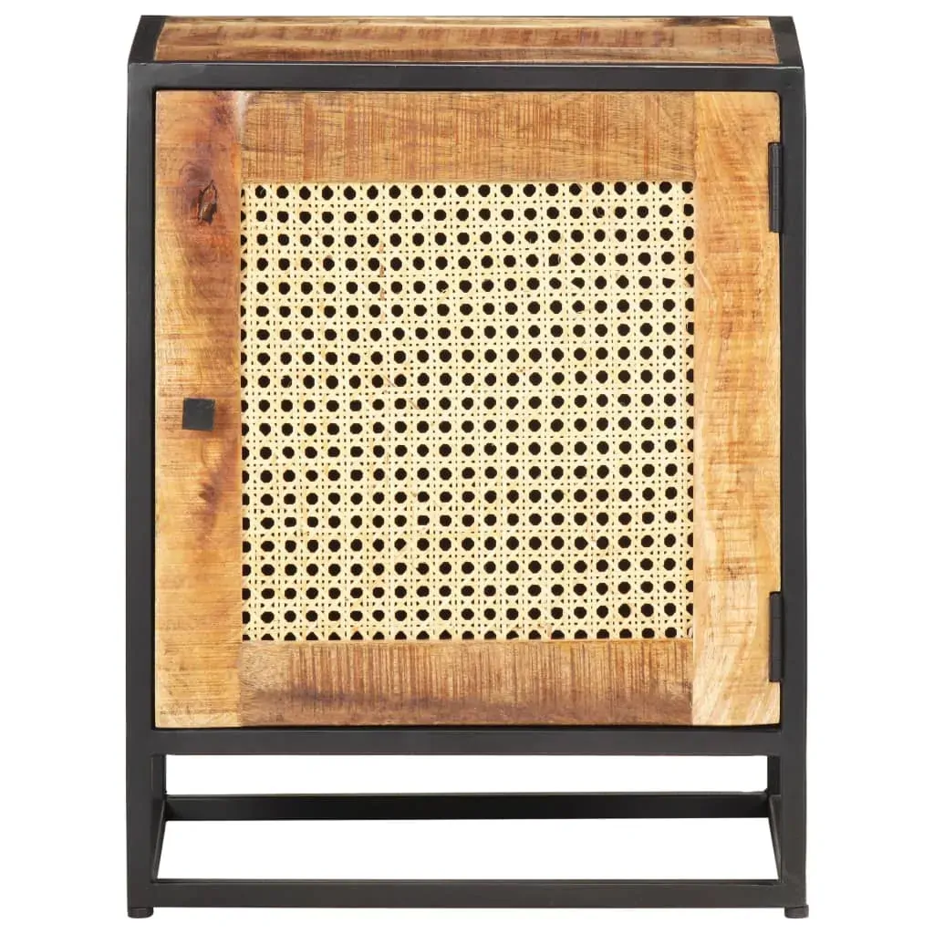 Bedside Cabinet 40x30x50 cm Rough Mango Wood and Natural Cane Price