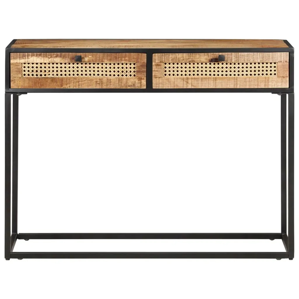 Console Table 100x35x75 cm Rough Mango Wood and Natural Cane Price