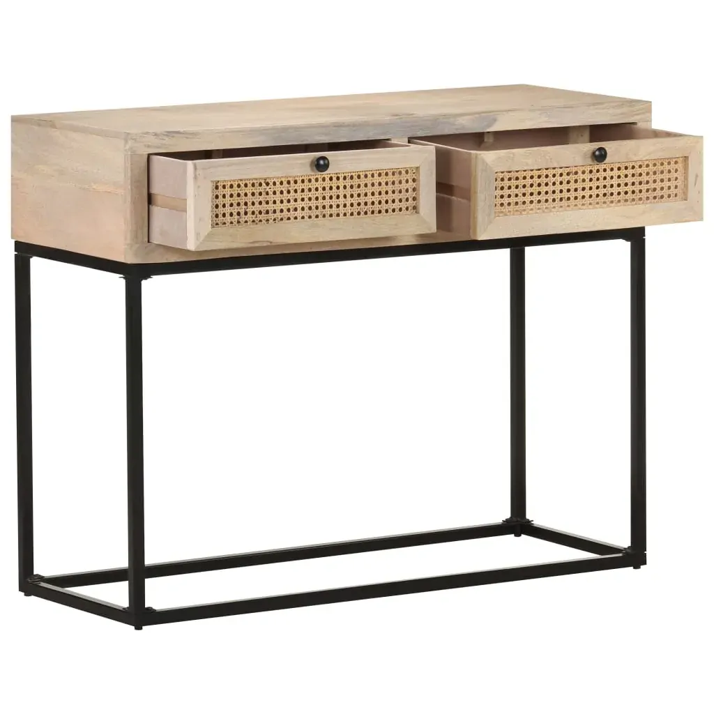 Console Table 100x35x76 cm Solid Mango Wood and Natural Cane Price