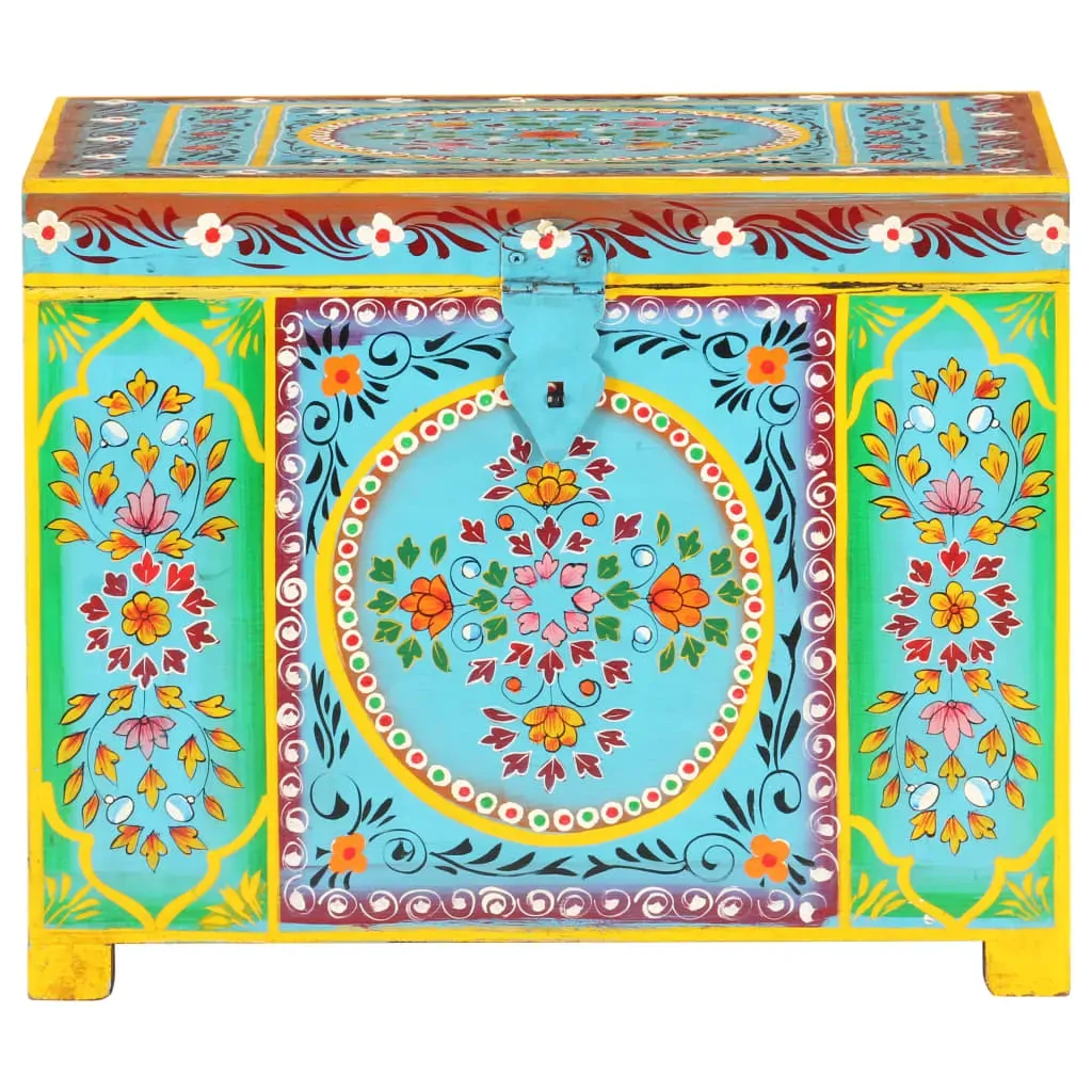 Hand Painted Storage Box 50x40x40 cm Solid Mango Wood Price