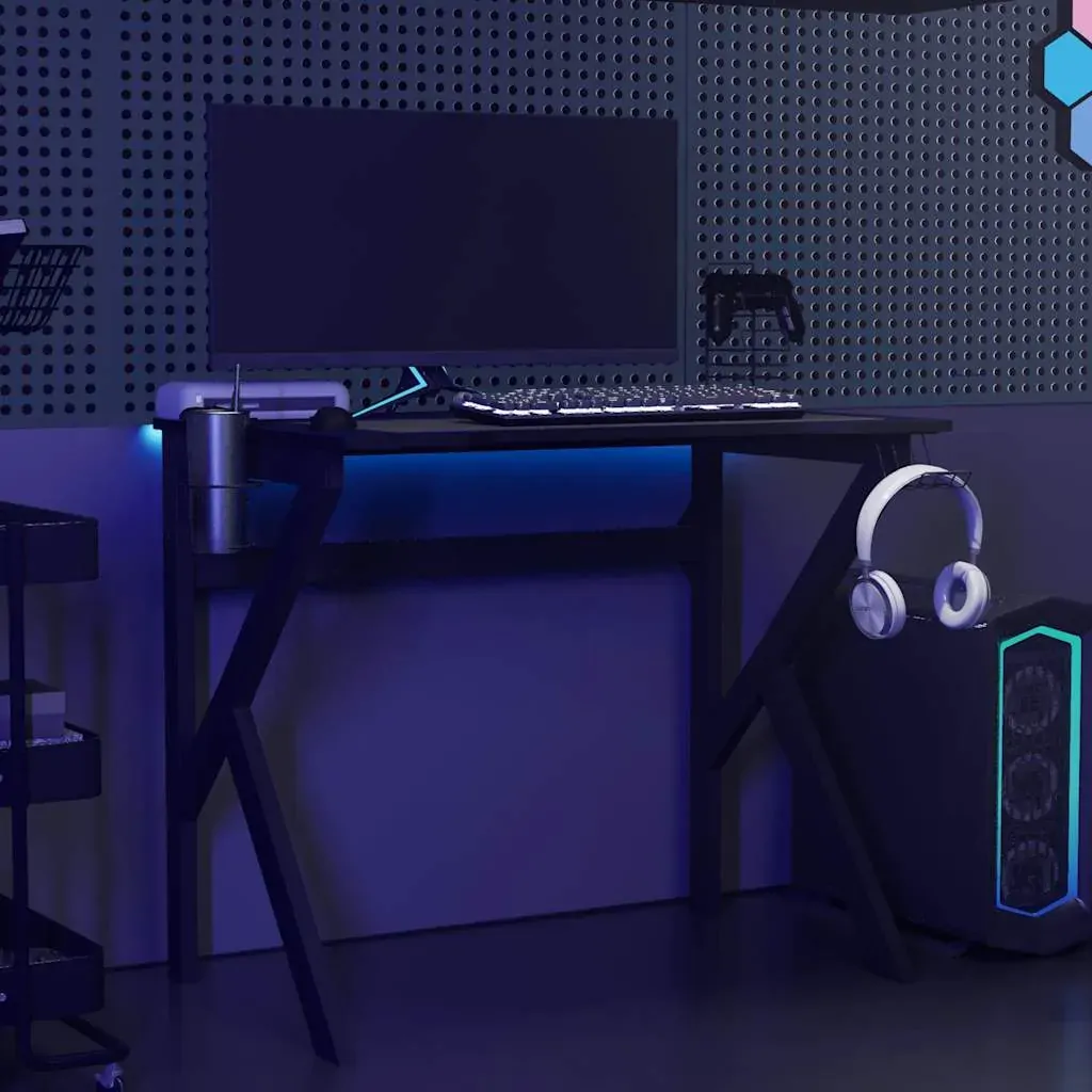 Gaming Desk with K Shape Legs Black 90x60x75 cm Price