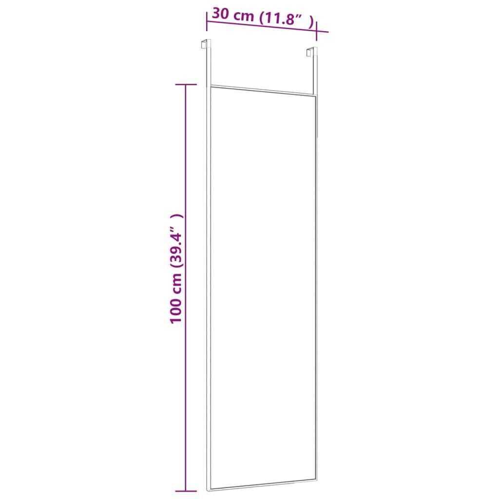 Door Mirror Black 30x100 cm Glass and Aluminium Price