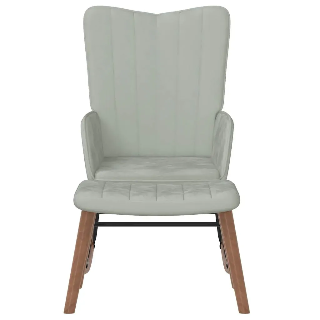 Rocking Chair with a Stool Light Grey Velvet Price
