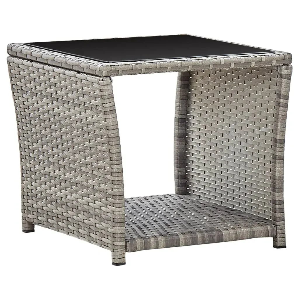 3 Piece Garden Dining Set with Cushions Grey Poly Rattan Price