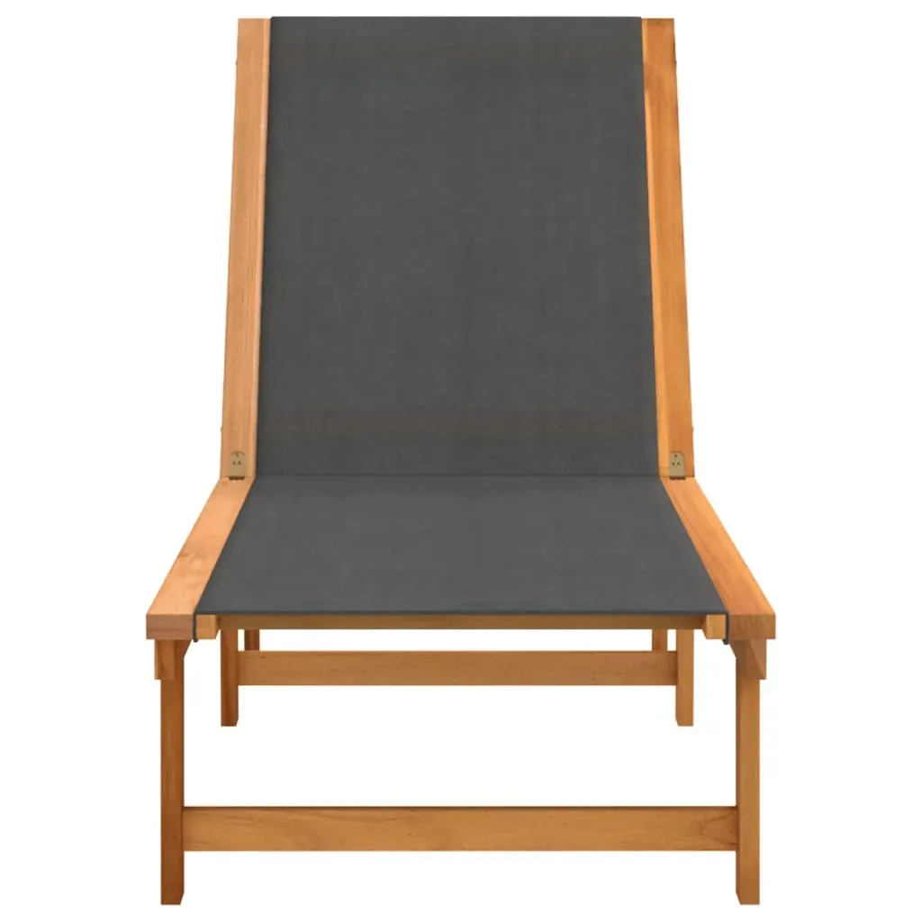 Sun Loungers 2 pcs Black Solid Wood Acacia and Textilene Price
