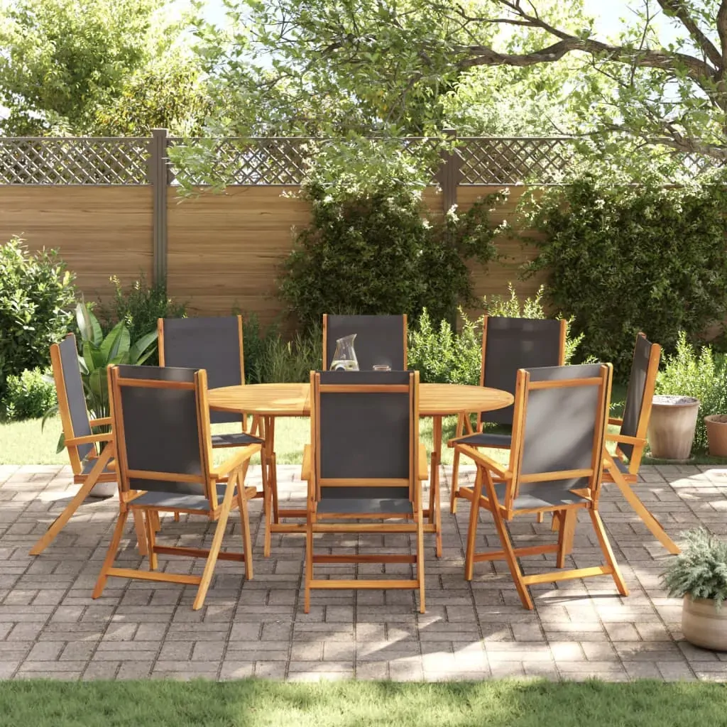 9 Piece Garden Dining Set Solid Wood Acacia and Textilene Price