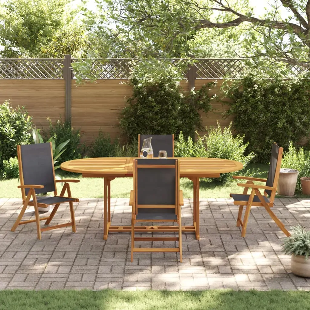 5 Piece Garden Dining Set Solid Wood Acacia and Textilene Price