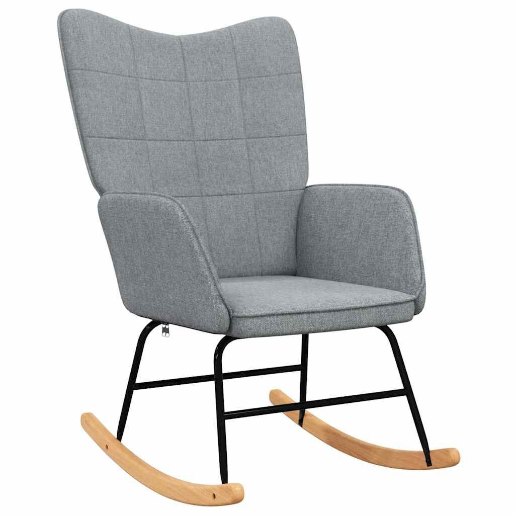 Rocking Chair with a Stool Light Grey Fabric Price