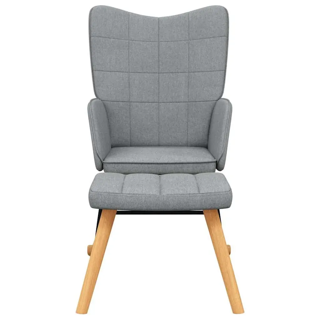 Rocking Chair with a Stool Light Grey Fabric Price