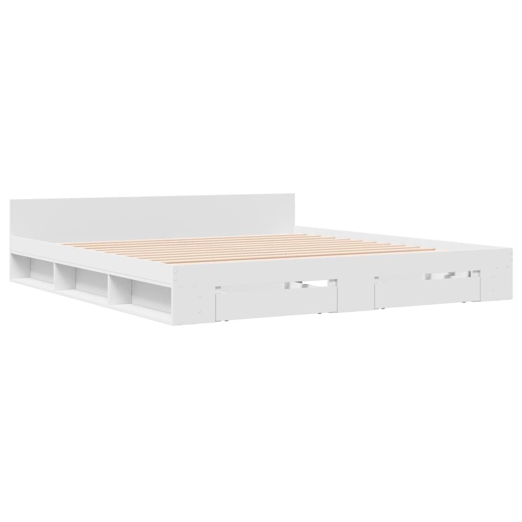 Bed Frame with Drawers without Mattress White 183x203 cm King Price