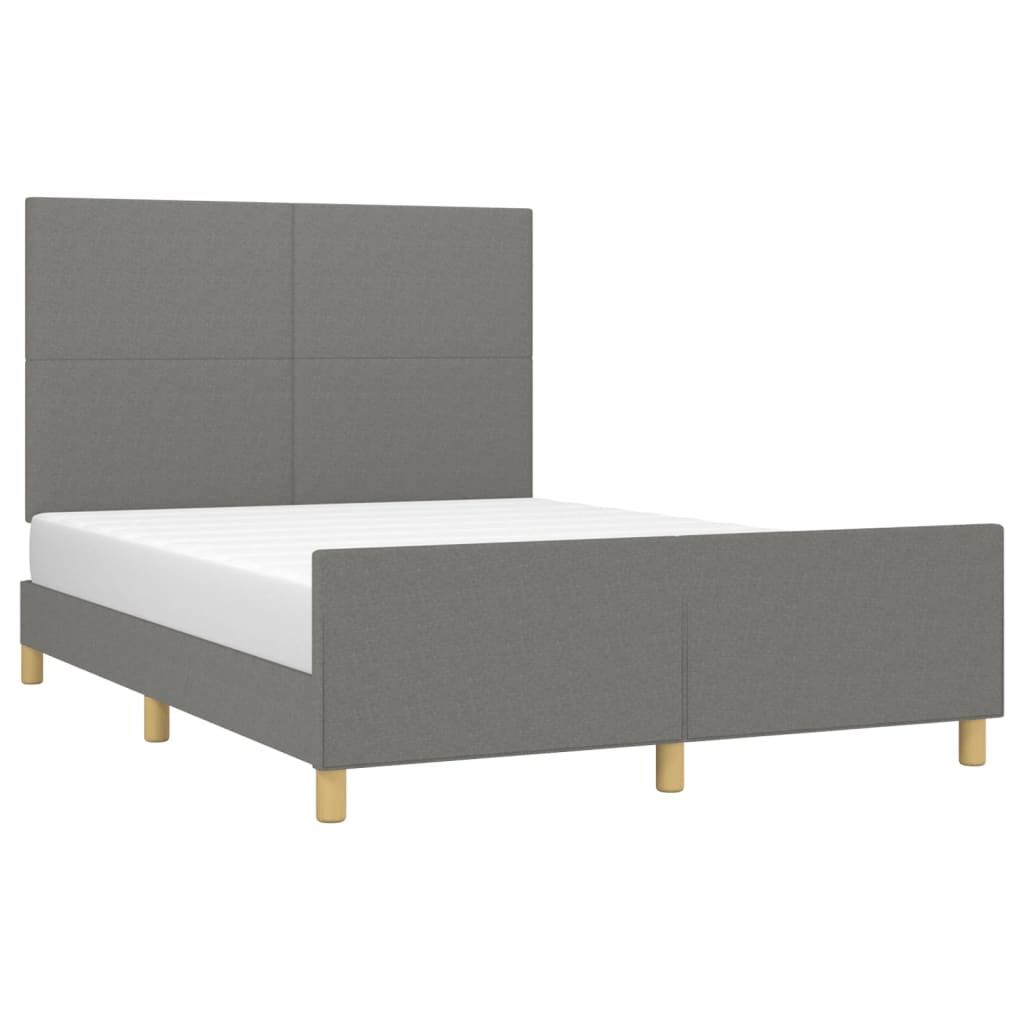Bed Frame without Mattress Dark Grey 137x187 cm Double Fabric Price