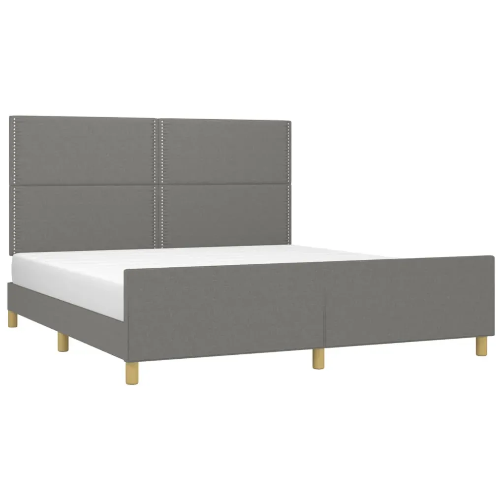 Bed Frame without Mattress Dark Grey 152x203 cm Queen Fabric Price