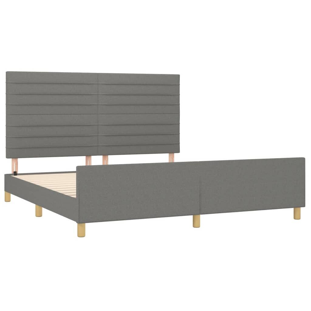 Bed Frame without Mattress Dark Grey 152x203 cm Queen Fabric Price