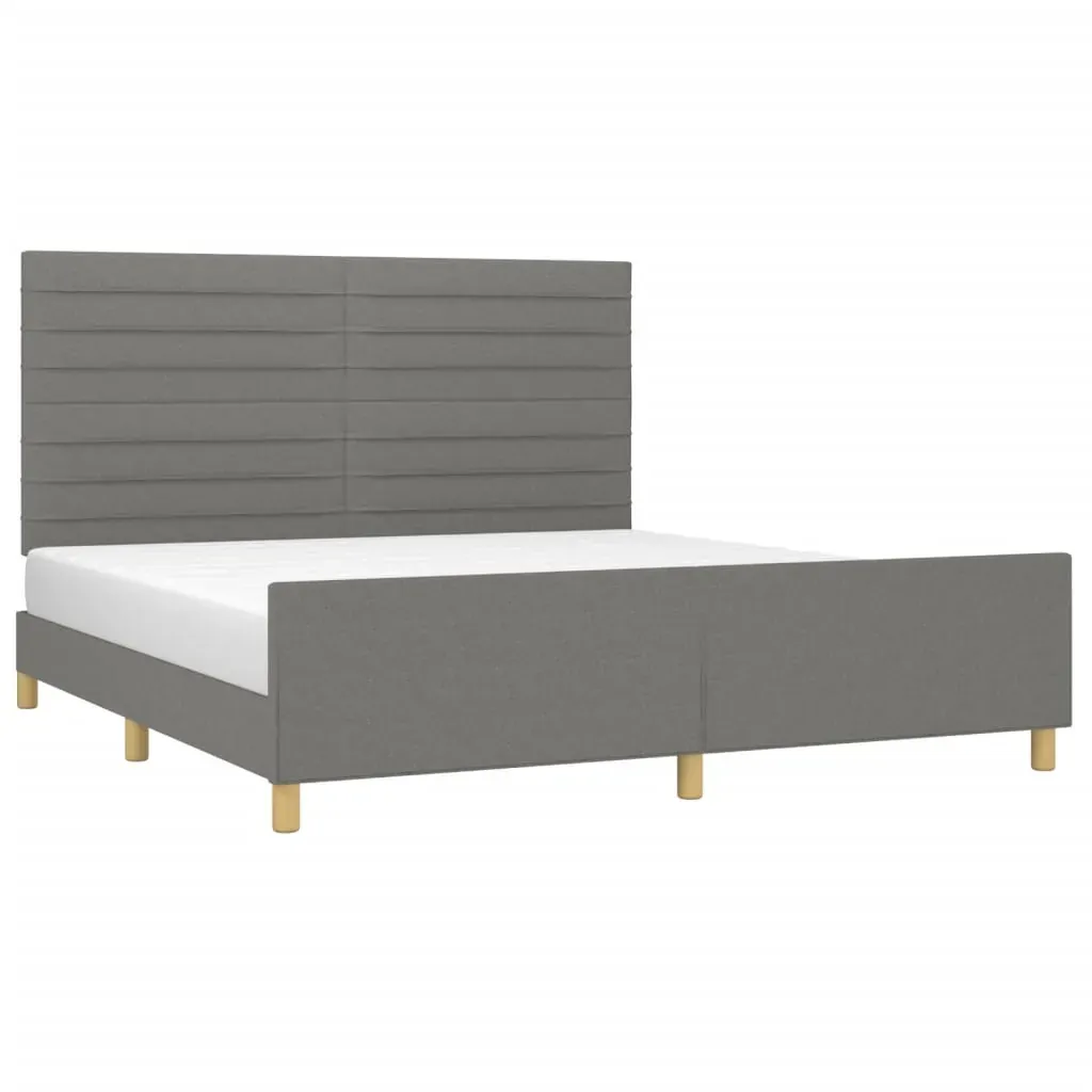Bed Frame without Mattress Dark Grey 152x203 cm Queen Fabric Price