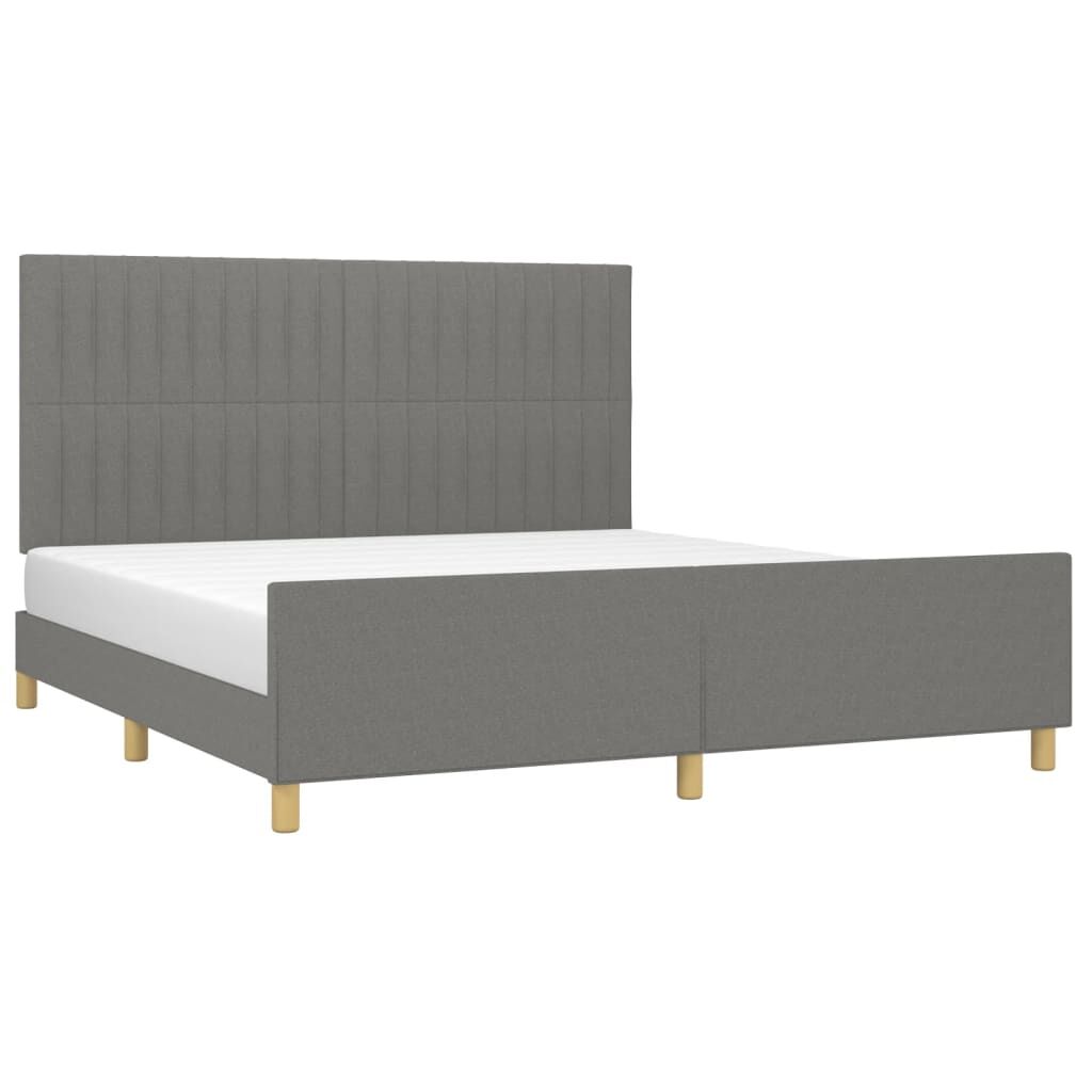 Bed Frame without Mattress Dark Grey 152x203 cm Queen Fabric Price