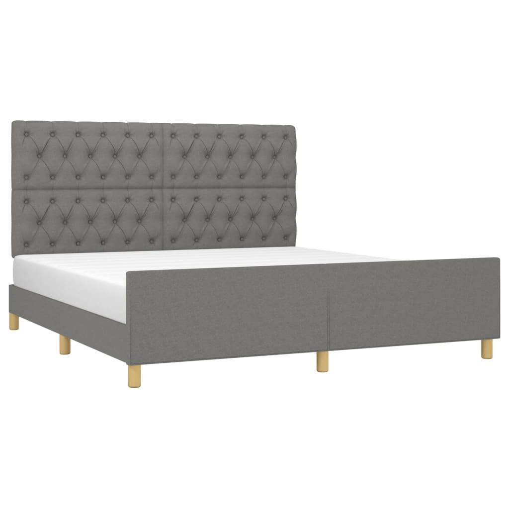Bed Frame without Mattress Dark Grey 152x203 cm Queen Fabric Price