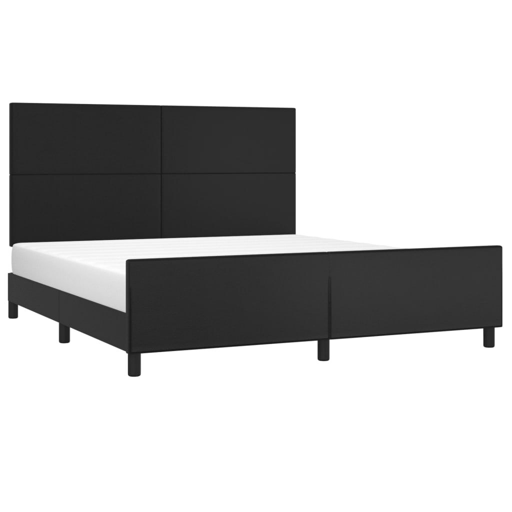 Bed Frame without Mattress Black 152x203 cm Queen Faux Leather Price