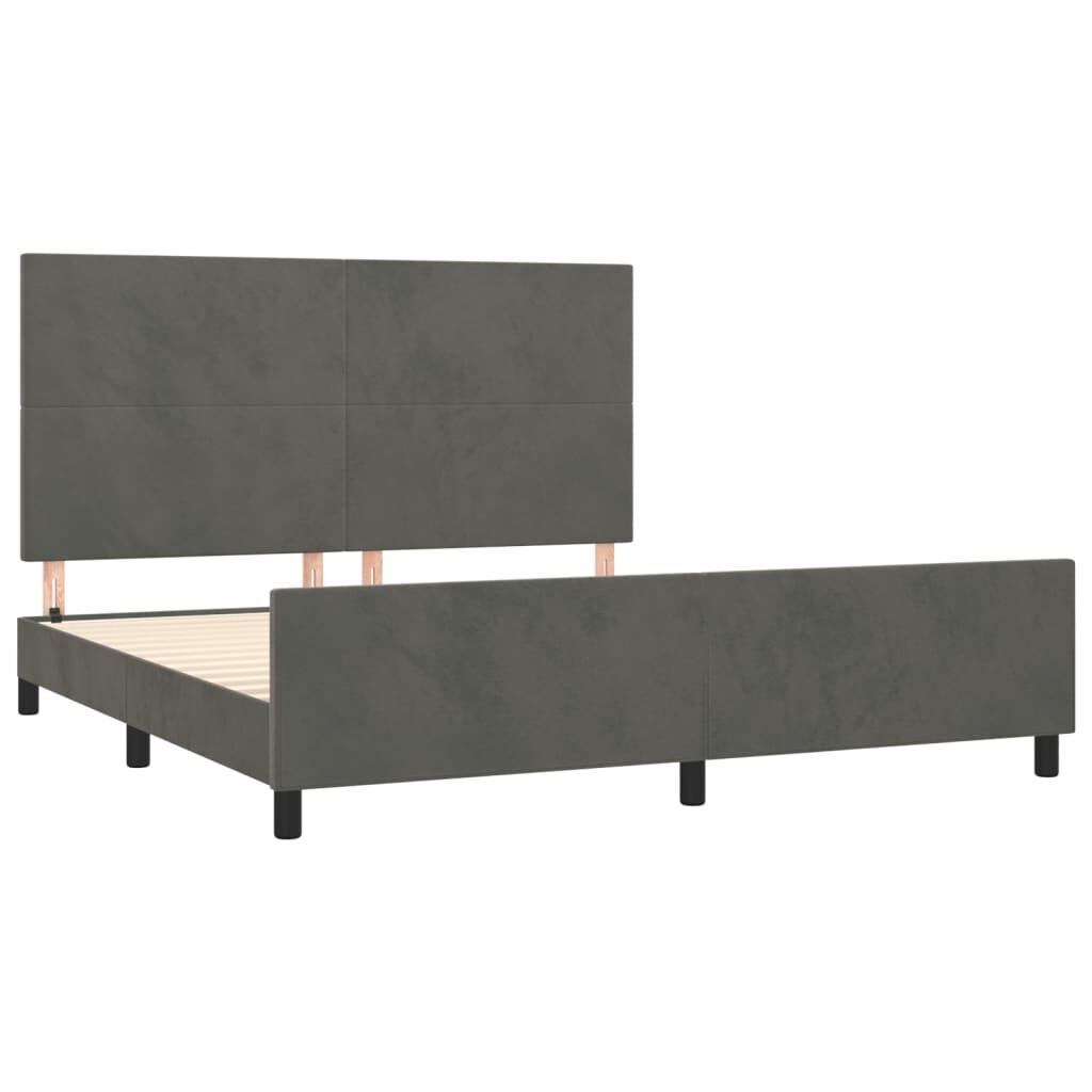 Bed Frame without Mattress Dark Grey 152x203 cm Queen Velvet Price