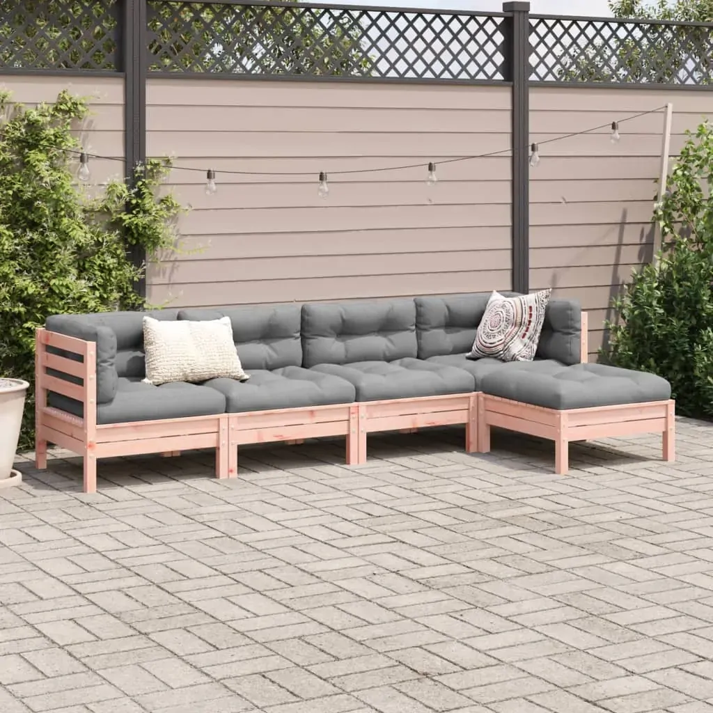 5 Piece Garden Sofa Set with Cushions Solid Wood Douglas Fir Price