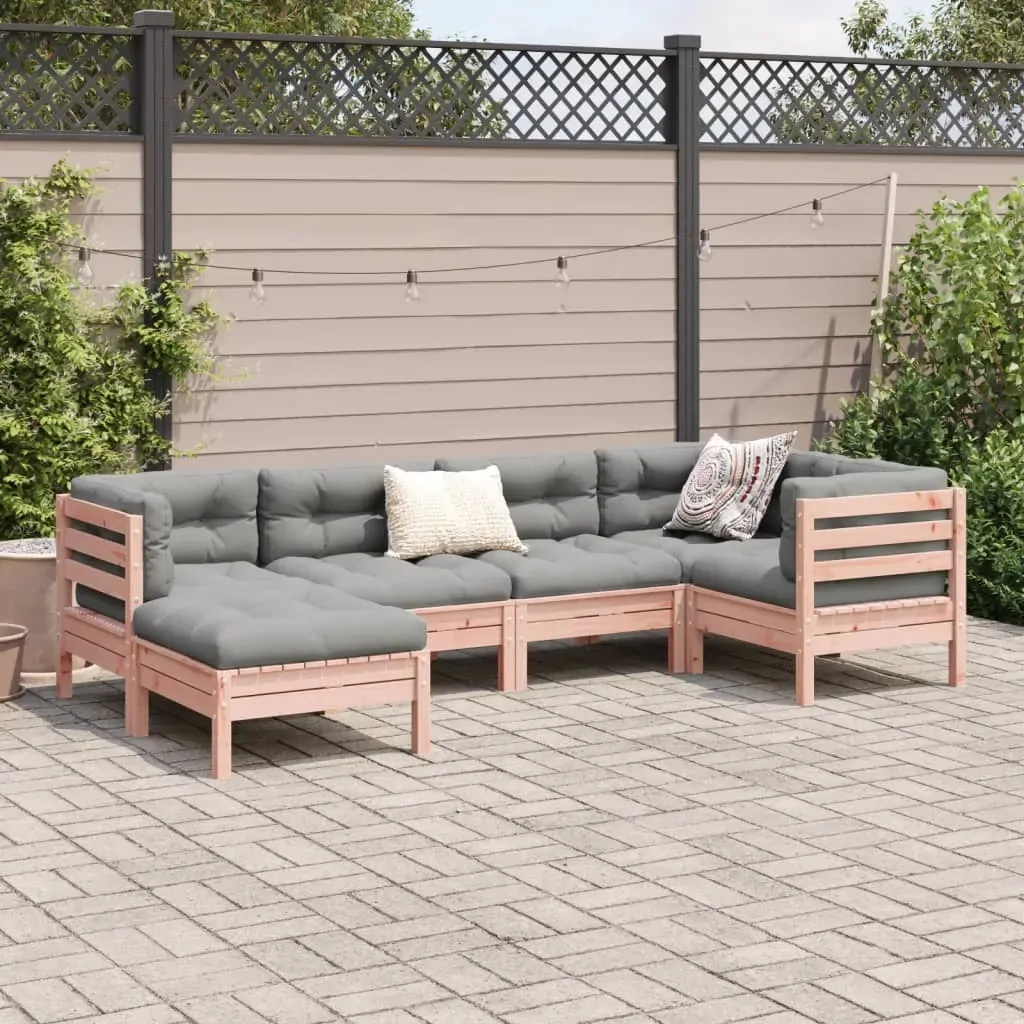 6 Piece Garden Sofa Set with Cushions Solid Wood Douglas Fir Price