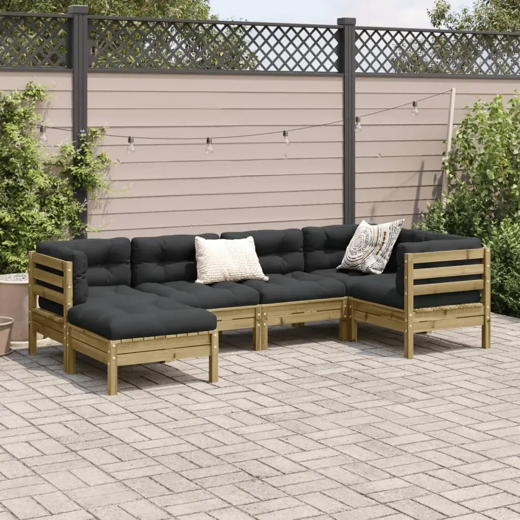 6 Piece Garden Sofa Set with Cushions Impregnated Wood Pine Price