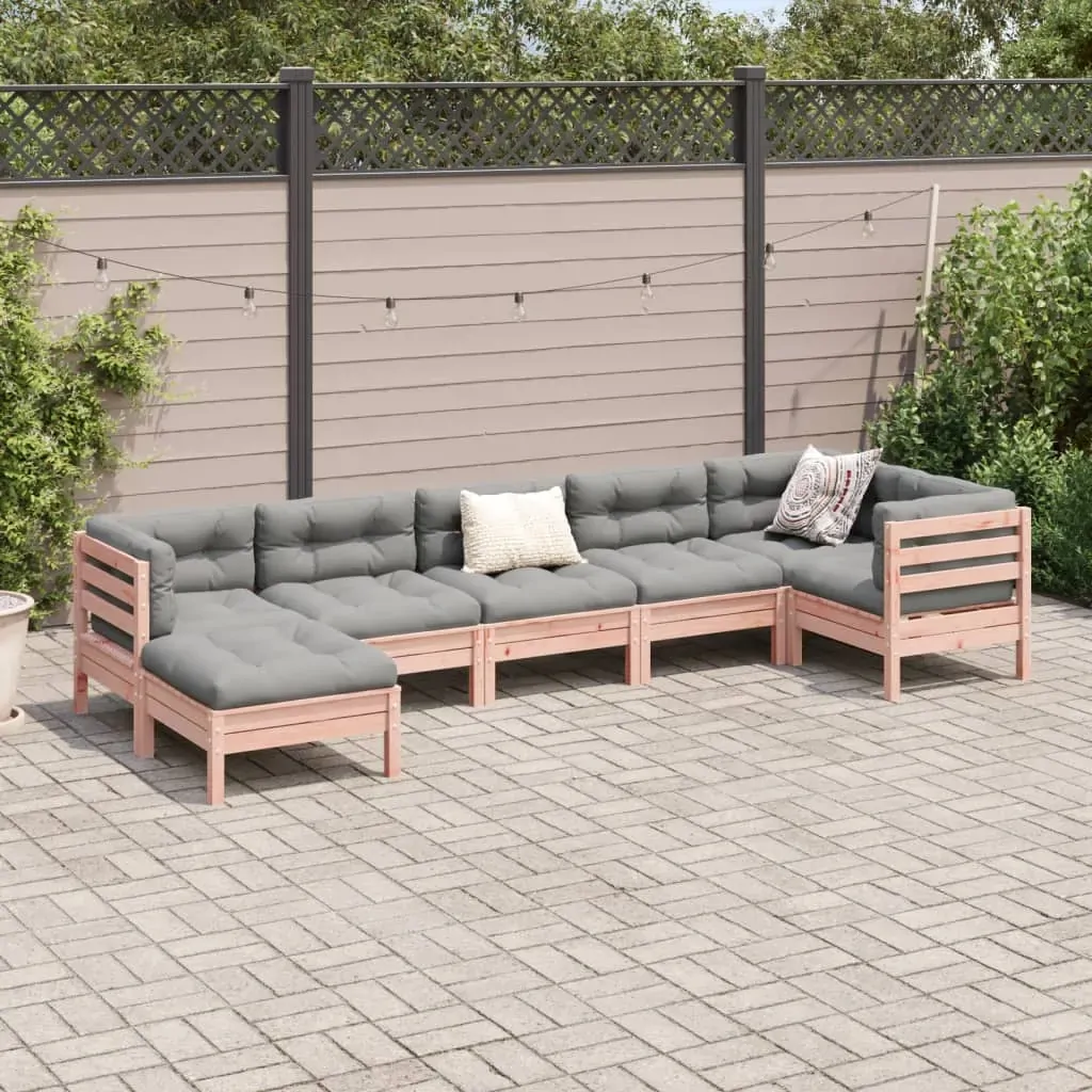 7 Piece Garden Sofa Set with Cushions Solid Wood Douglas Fir Price
