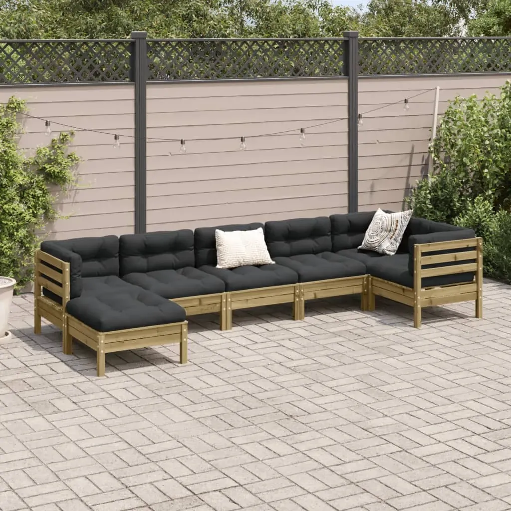 7 Piece Garden Sofa Set with Cushions Impregnated Wood Pine Price
