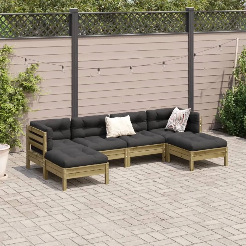6 Piece Garden Sofa Set with Cushions Impregnated Wood Pine Price