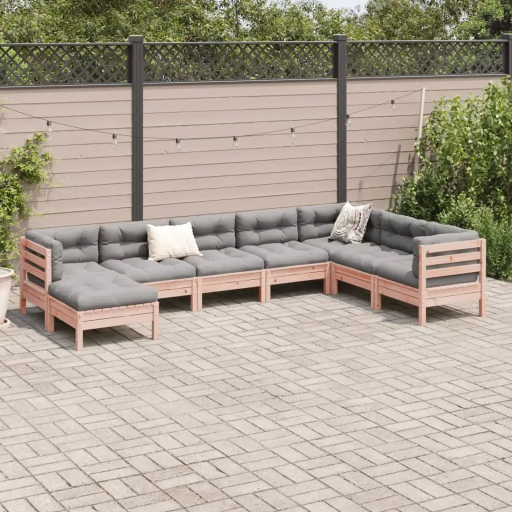 8 Piece Garden Sofa Set with Cushions Solid Wood Douglas Fir Price