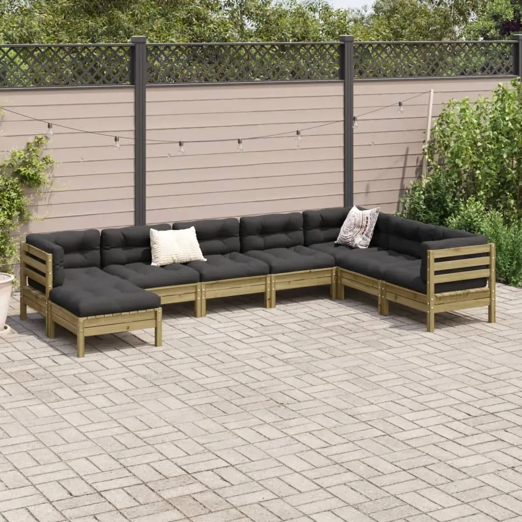 8 Piece Garden Sofa Set with Cushions Impregnated Wood Pine Price