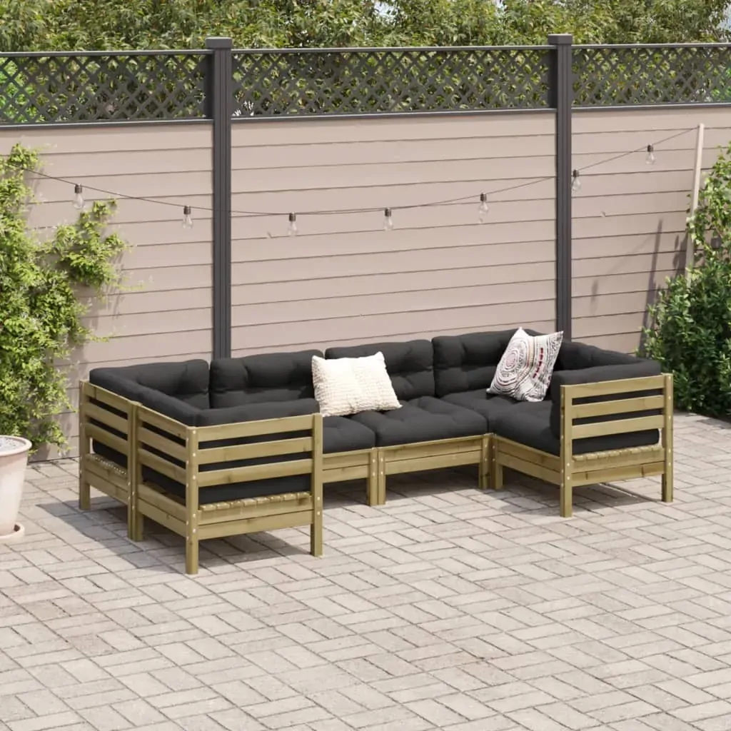 6 Piece Garden Sofa Set with Cushions Impregnated Wood Pine Price