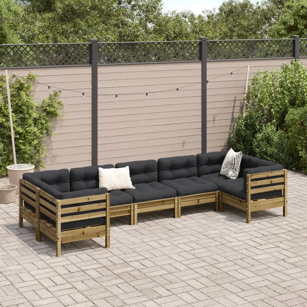 7 Piece Garden Sofa Set with Cushions Impregnated Wood Pine Price