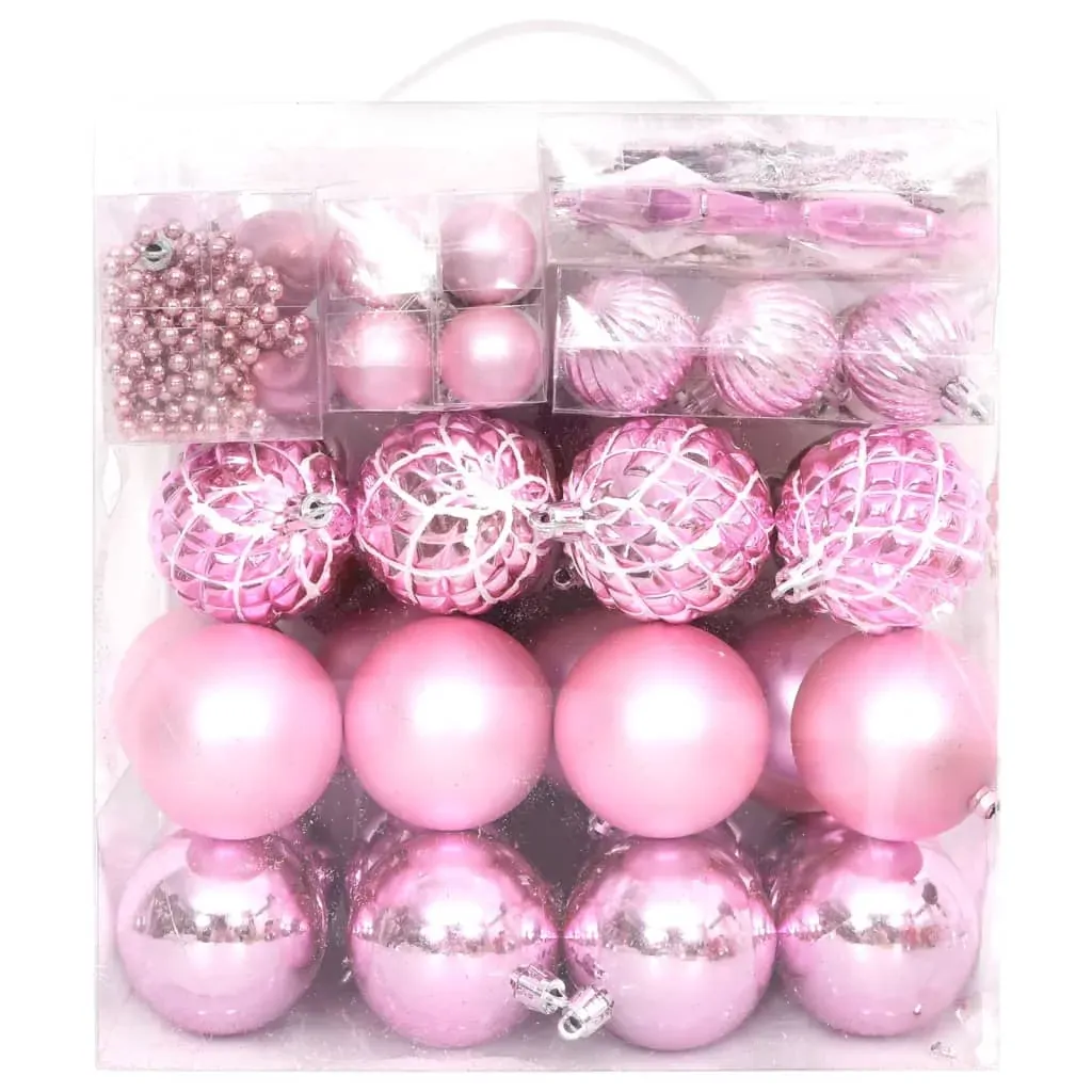 65 Piece Christmas Bauble Set Pink/Red/White Price