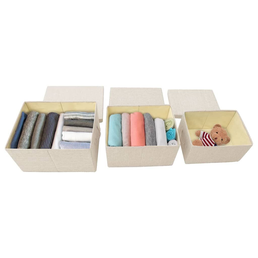 Stackable Storage Box Set of 3 Piece Fabric Cream Price