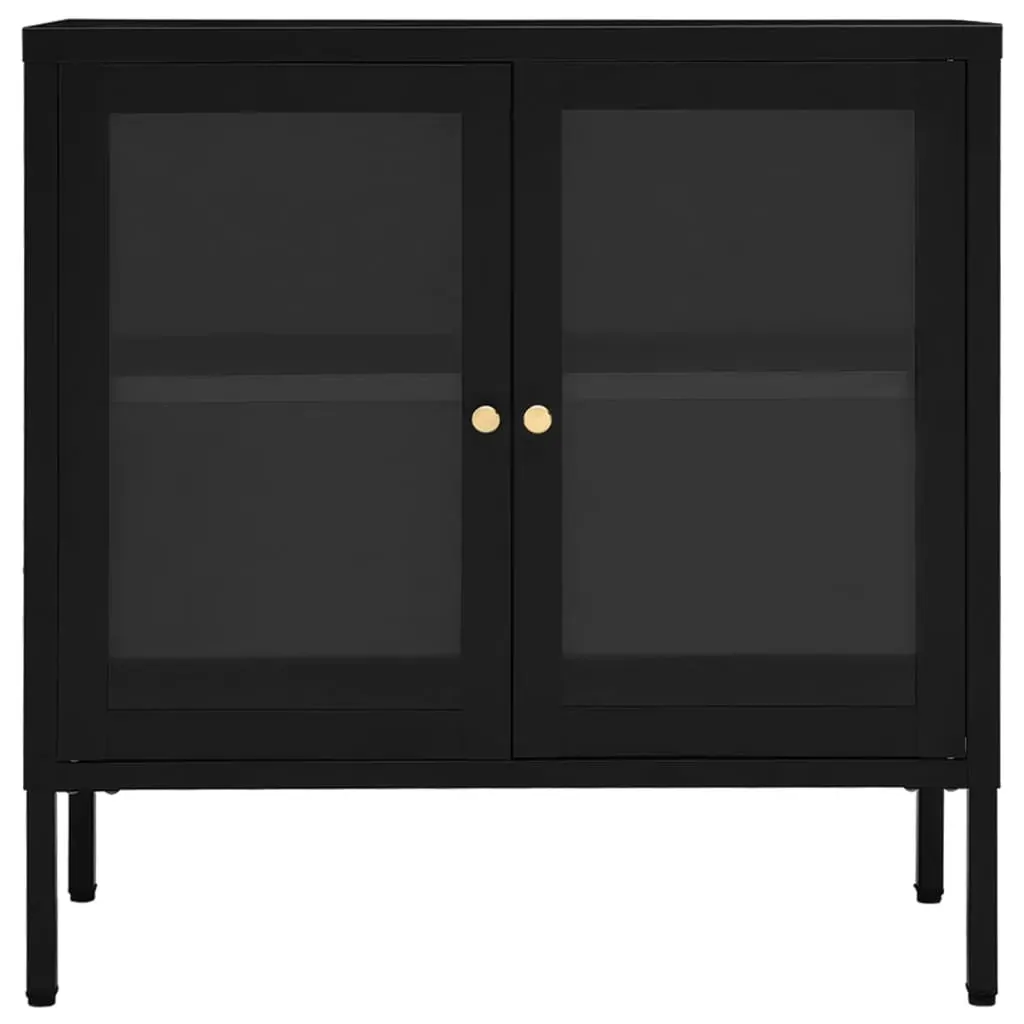 Sideboard Black 70x35x70 cm Steel and Glass Price