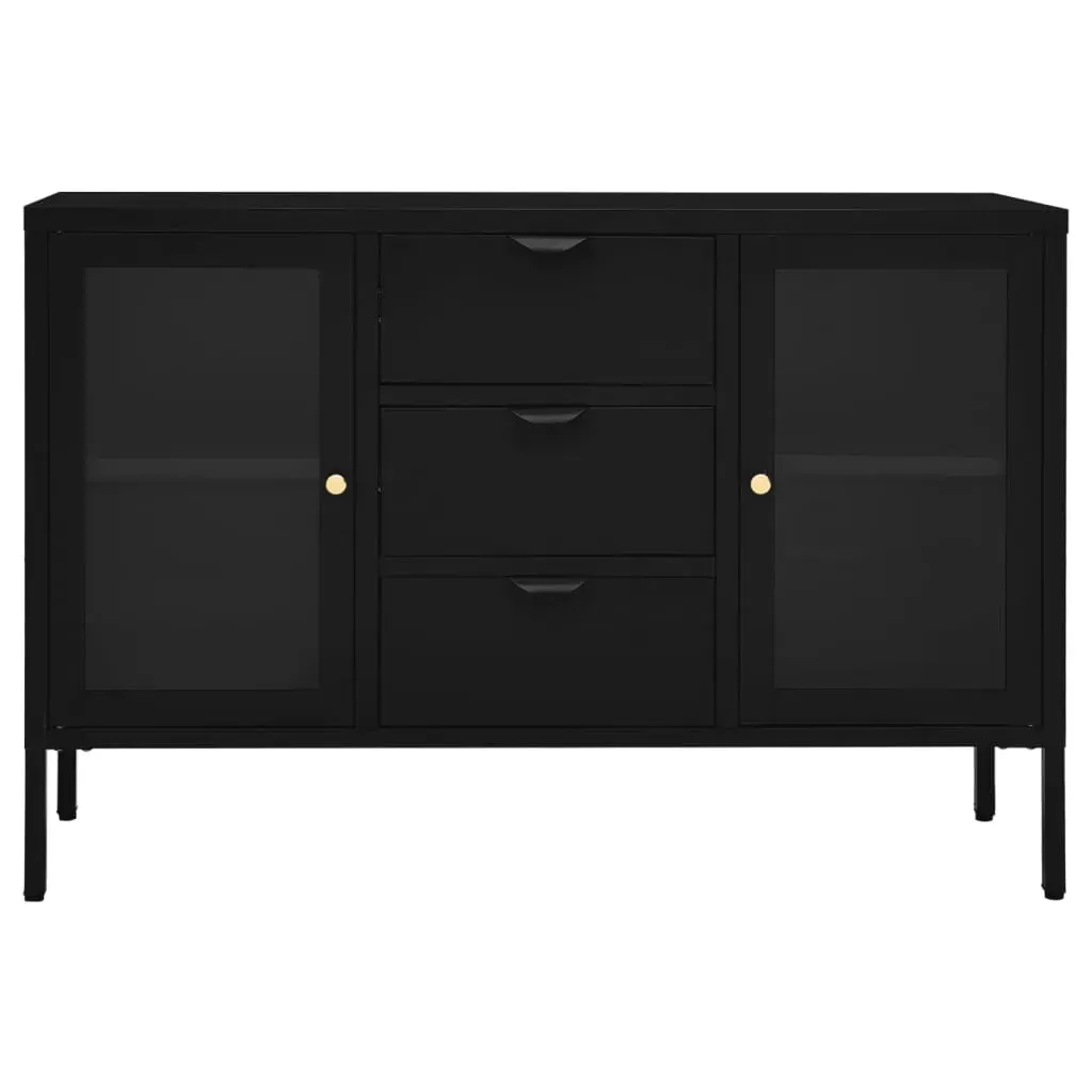 Sideboard Black 105x35x70 cm Steel and Tempered Glass Price