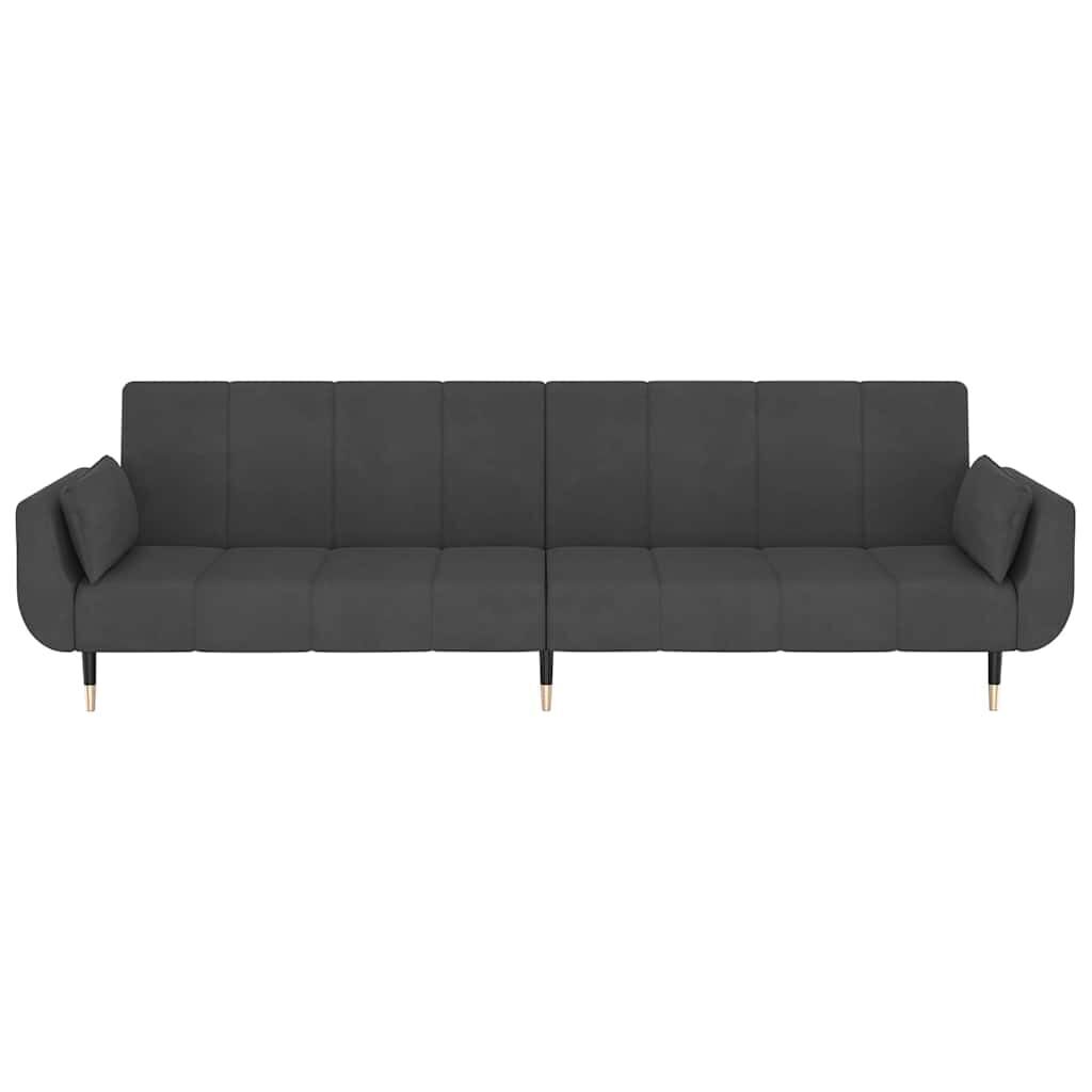 2-Seater Sofa Bed with Two Pillows Dark Grey Velvet Price