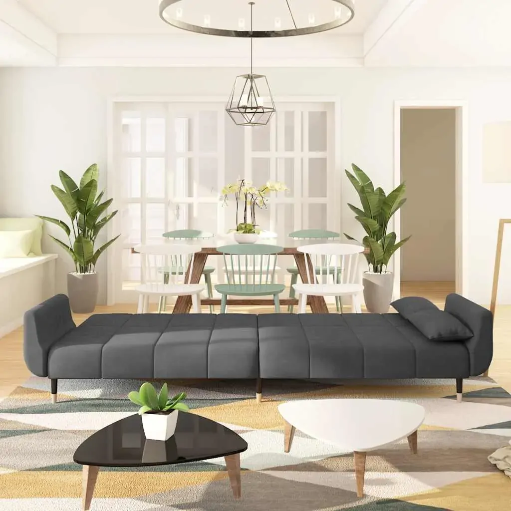 2-Seater Sofa Bed with Two Pillows Dark Grey Velvet Price