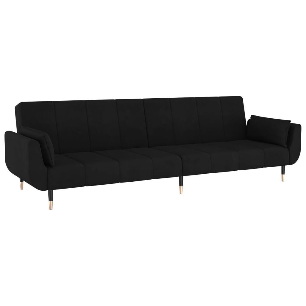 2-Seater Sofa Bed with Two Pillows Black Velvet Price