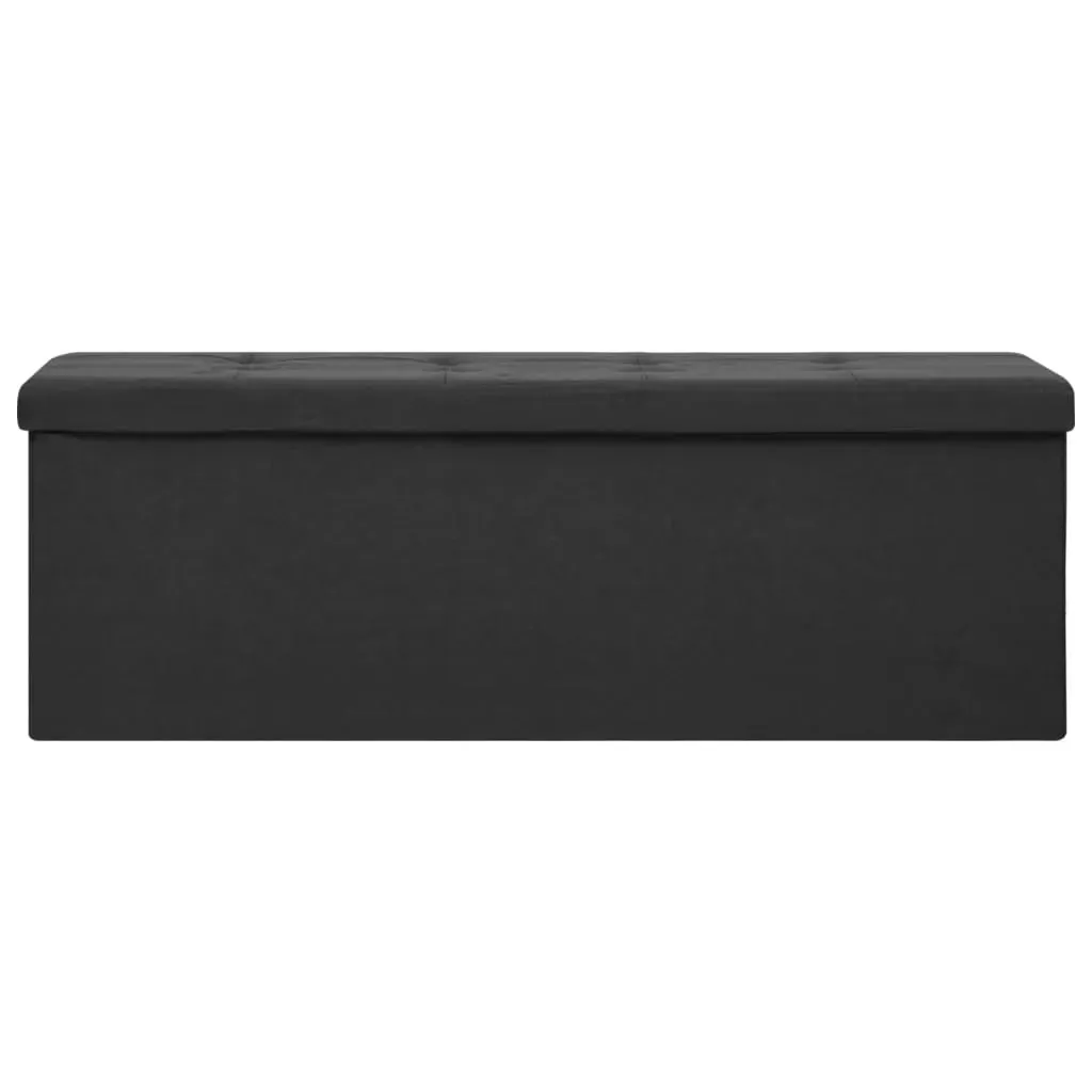 Folding Storage Bench Black Faux Linen Price
