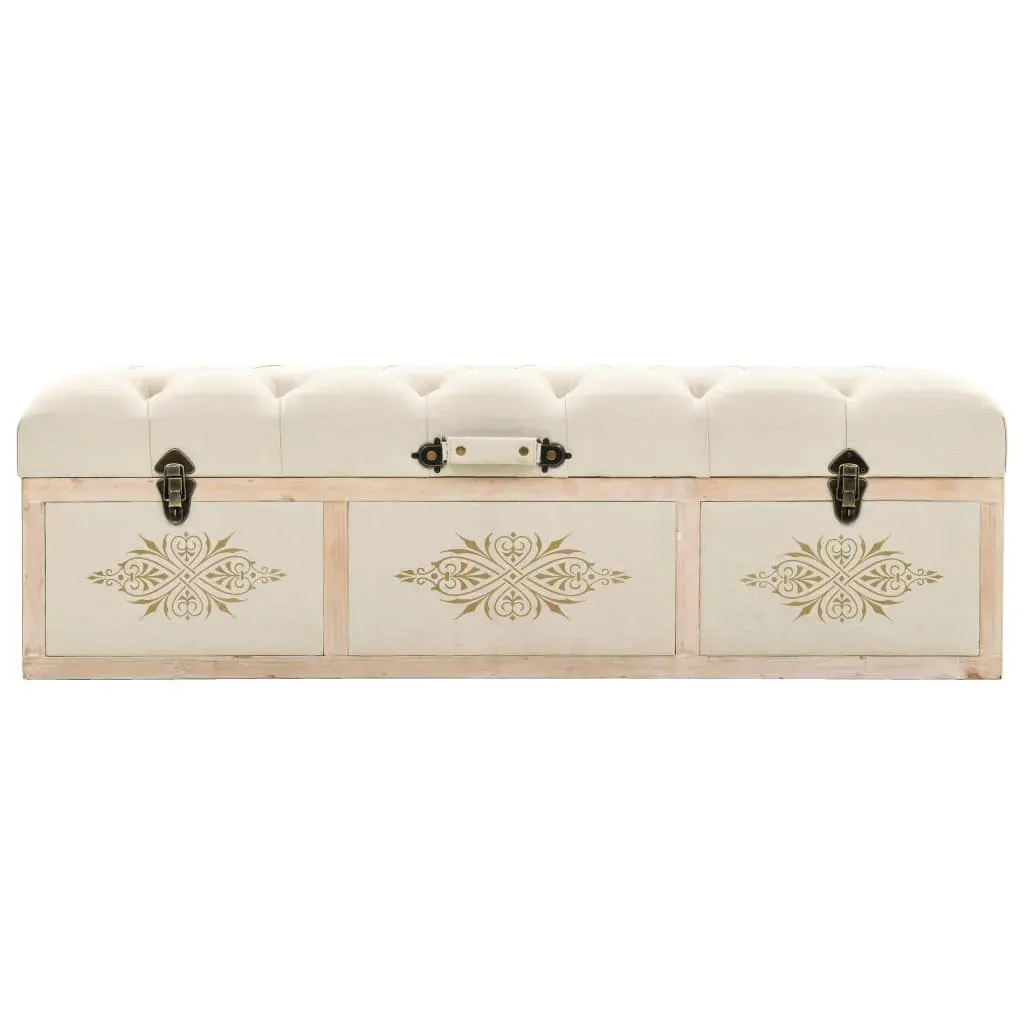 Storage Bench 110 cm Cream Solid Firwood and Fabric Price