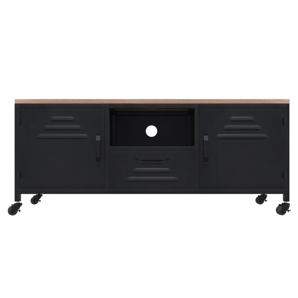 TV Cabinet Black 110x30x43 cm Iron and Solid Wood Fir Price