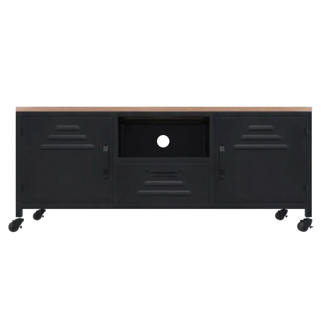 TV Cabinet Black 110x30x43 cm Iron and Solid Wood Fir Price