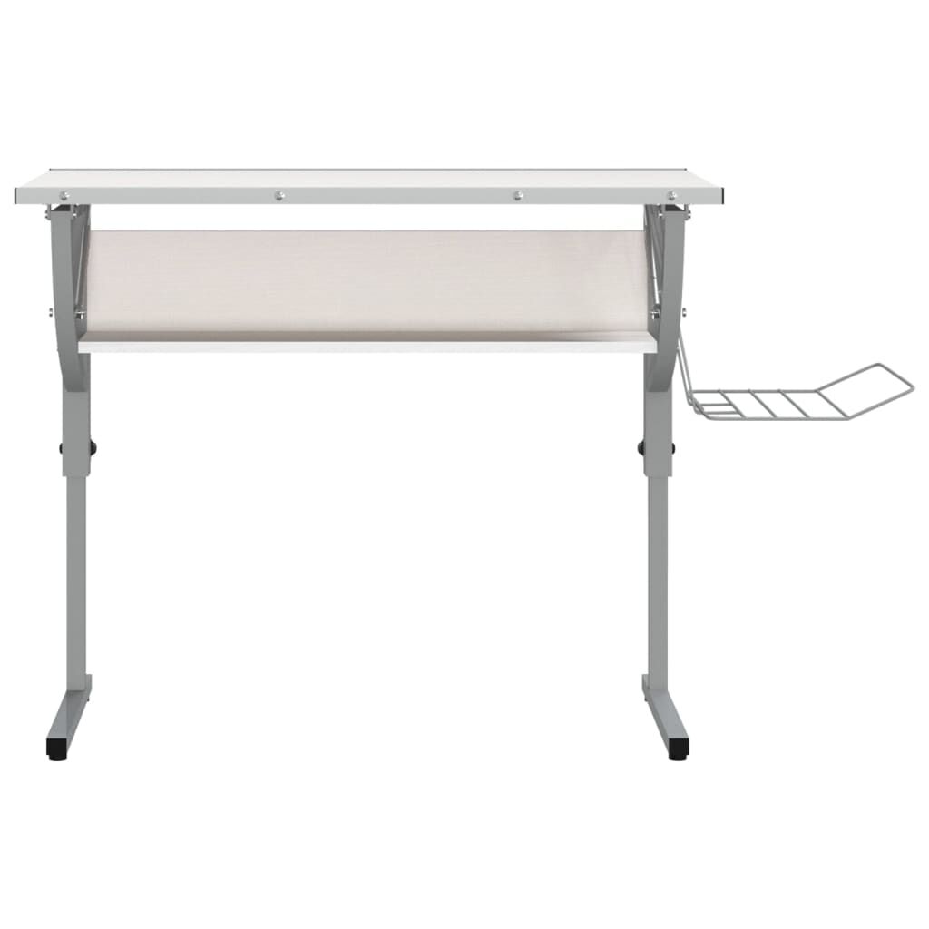 Craft Desk White and Grey 110x53x(58-87) cm Engineered Wood and Steel Price
