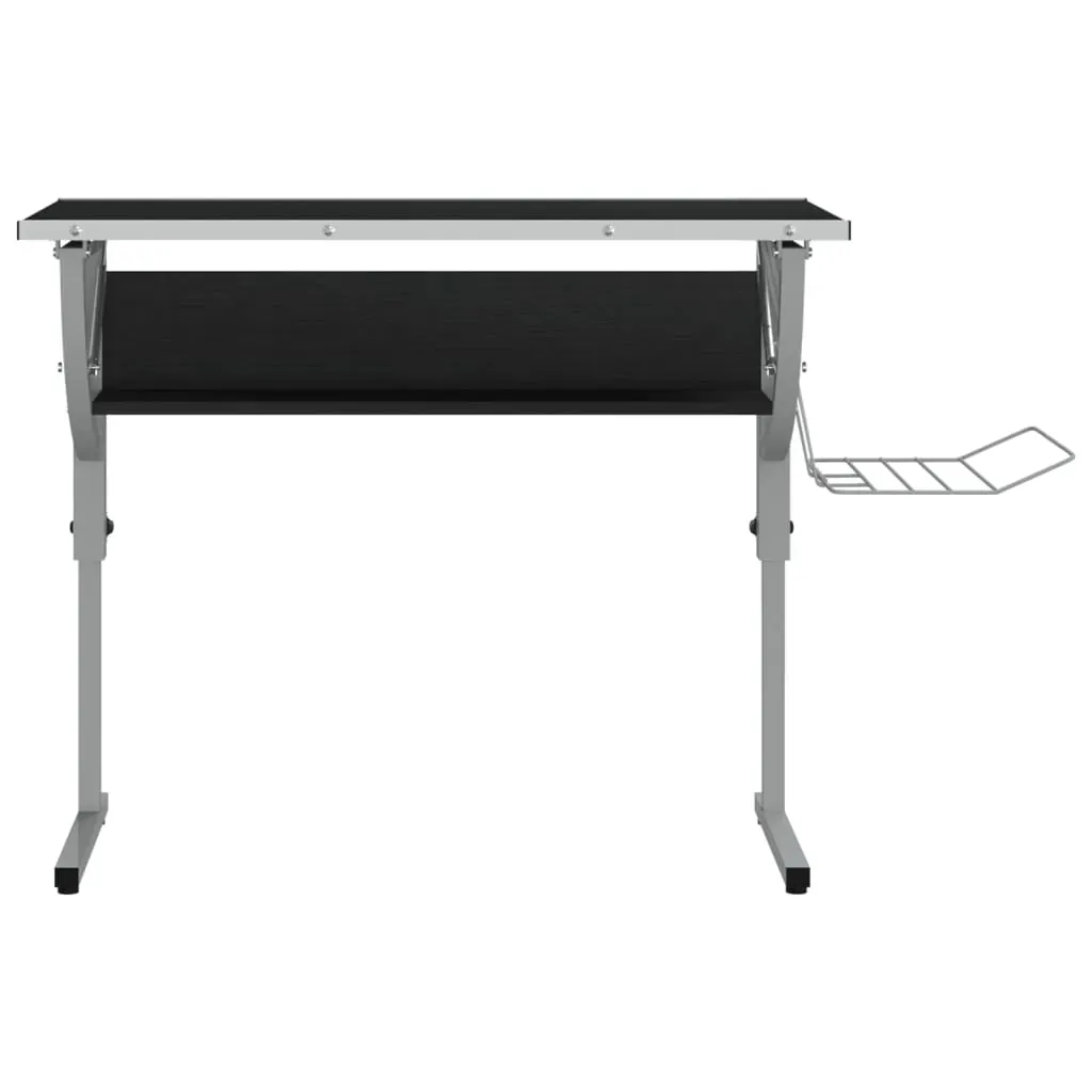 Craft Desk Black and Grey 110x53x(58-87) cm Engineered Wood and Steel Price